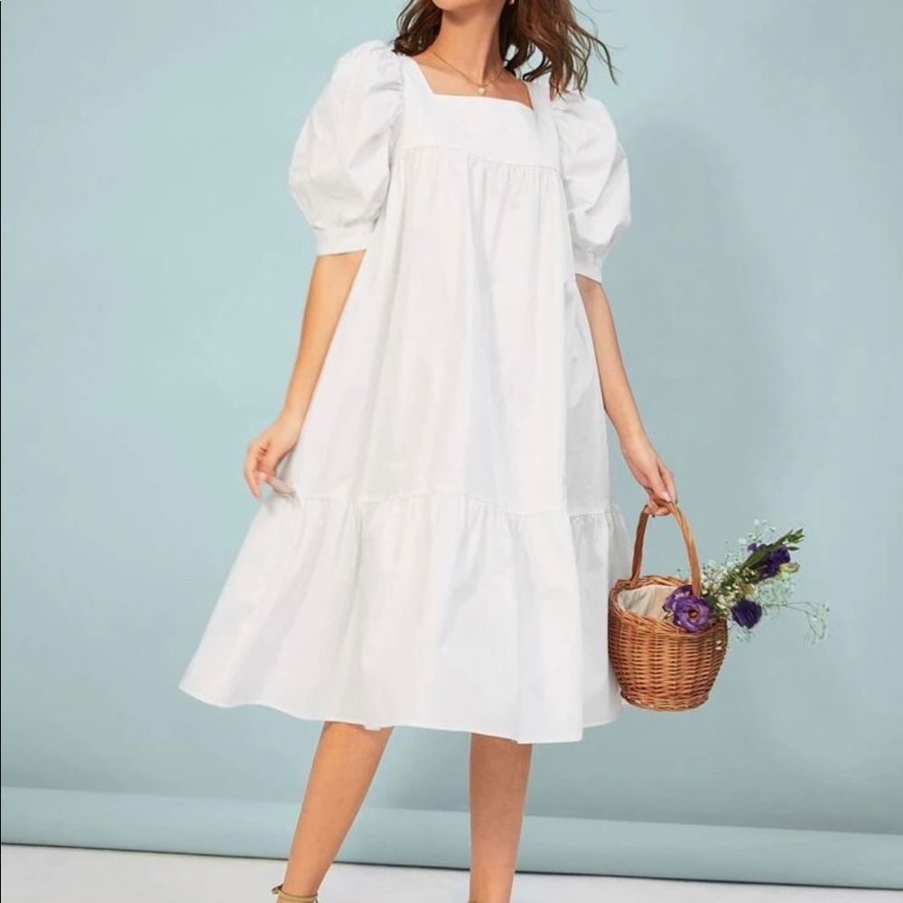 SHEIN puff sleeve dress,very minimalistic.